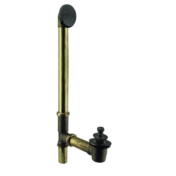 Westbrass Twist & Close Bath Waste, 22" Make-Up, 17 Ga. Tubing in Powdercoated Flat Black D322-62 (7941817-62) - main
